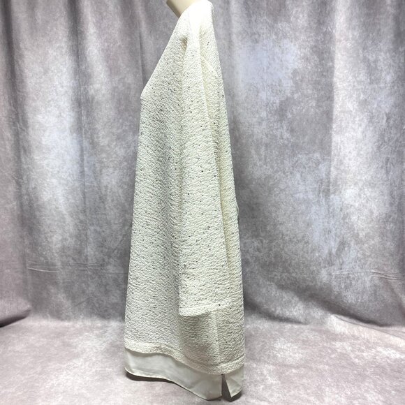 Catherines  2X V-Neck Pullover LS Blouse Top White Textured With Silver Specks - Picture 3 of 9